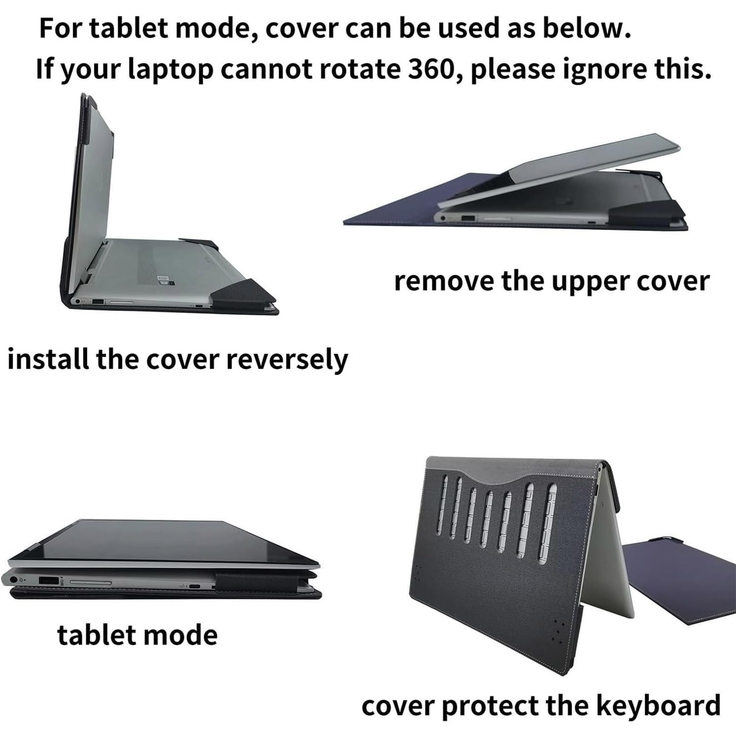 Custodia per laptop 2023 per Lenovo IdeaPad Flex 5 14ALC7 14IAU7 14IRU8 14ABR8 14ABR8 custodia protettiva 2 in 1 in pelle PU con portapenne e foro per la dissipazione del calore (grigio scuro)