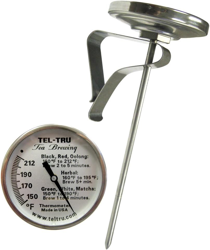 TelTru TB225R Tea Brewing Thermometer, 2 inch dial, 5 inch