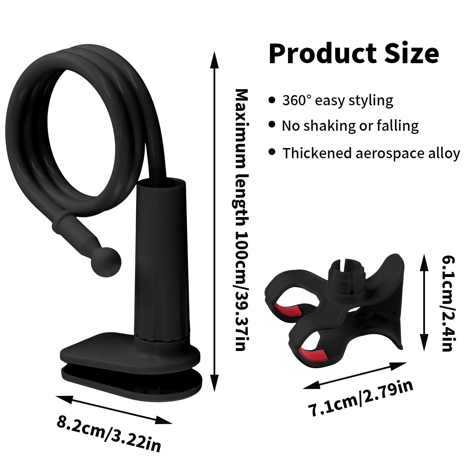 Support Téléphone pour Lit et Bureau, Flexible à Long Bras Porte Telephone Bureau Réglable 360°, Support Universel avec Pince pour pour Films et Appels (Blanc)
