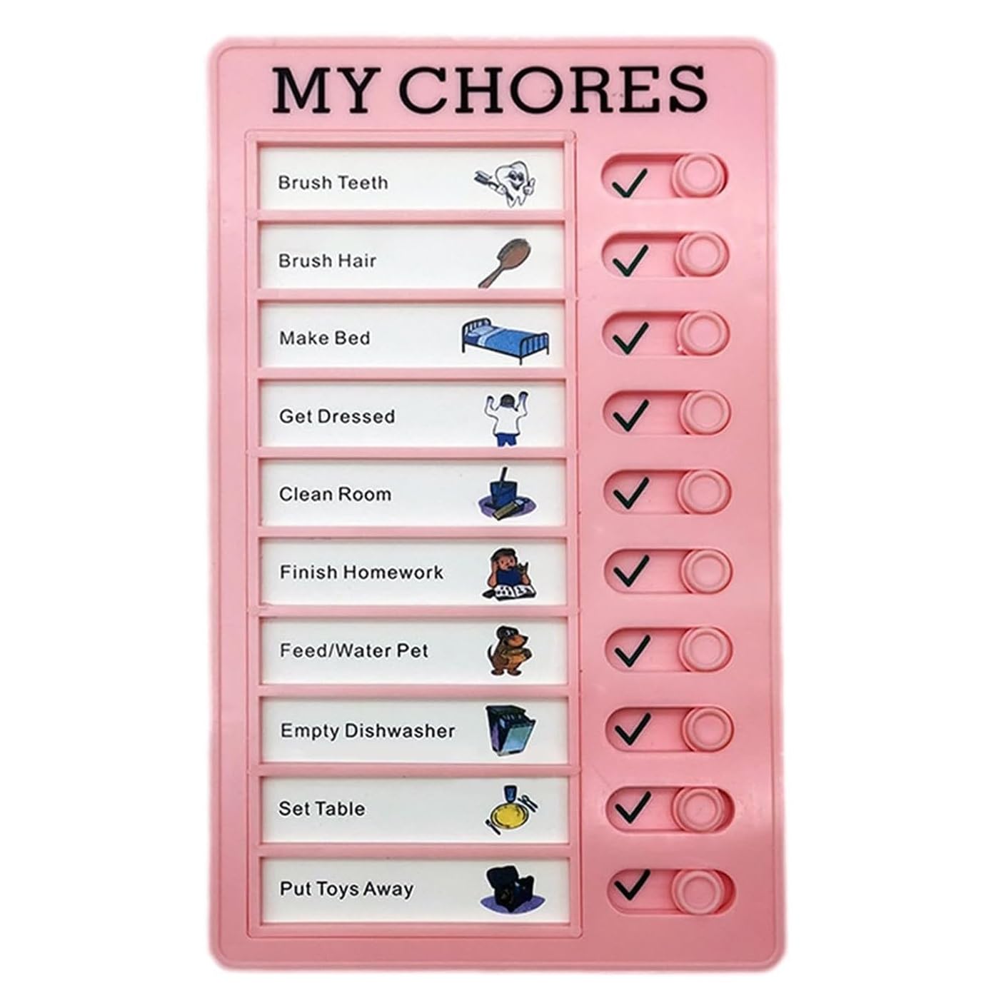 Reusable Chore Chart Memo Board for Kids & Adults | Daily To Do List Planner & Habit Tracker Checklist | Multiple Task Slider (Pink-Pack of 1)-image-41