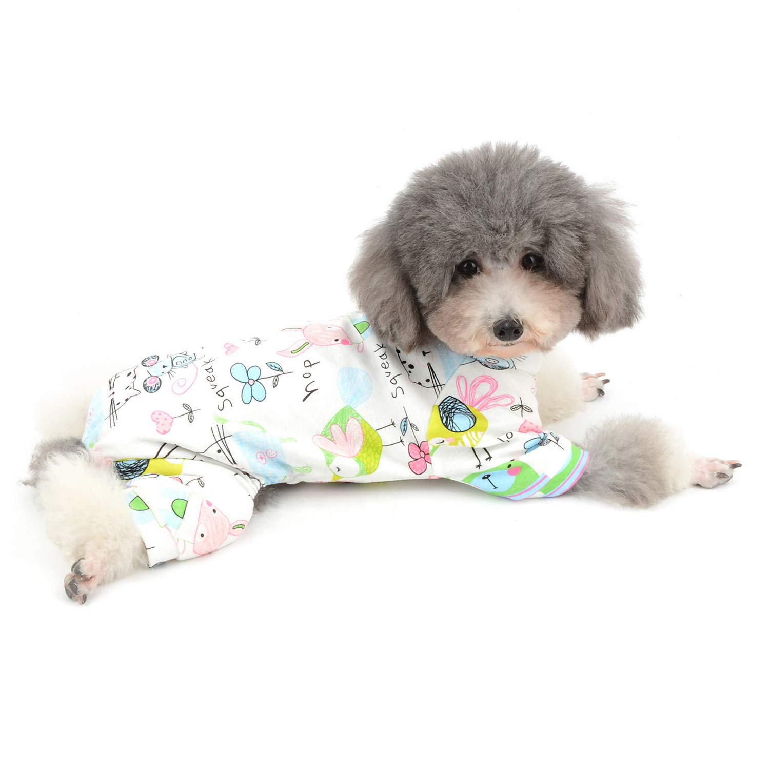 Zunea - Tuta per cani di piccola taglia, in cotone, motivo papere, copre le quattro zampe, unisex, per cani, gatti altri piccoli animali domestici
