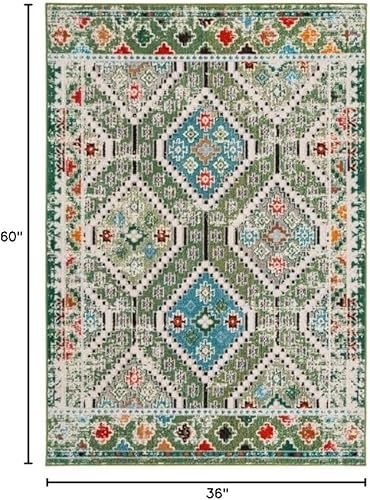 Vista 98 de Safavieh Madison Collection MAD418F - Alfombra de área con diamantes, Polipropileno, Azul Oscuro/Amarillo