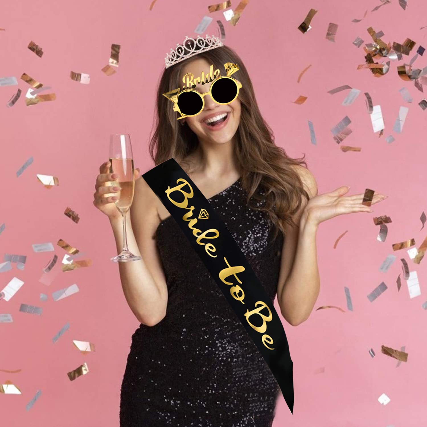 AMFINAMFIN® Bride to be decoration/Sash for Bachelorette/Bride to be Sash/Sunglasses Bride to Be/Bridemaids Glasses - Pack of 2