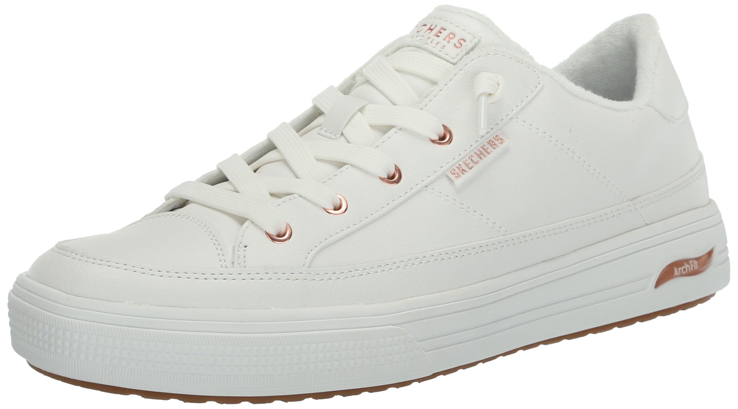 Skechers Arch Fit Arcade-on My Way, Zapatillas Mujer, White Duraleather, 38.5 EU
