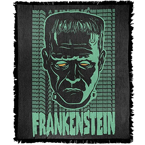 Logovision Universal Monsters Blanket, 50 Inchx60 Inch Frankenstein Neon Woven Tapestry Cotton Blend Fringed Throw Blanket cover