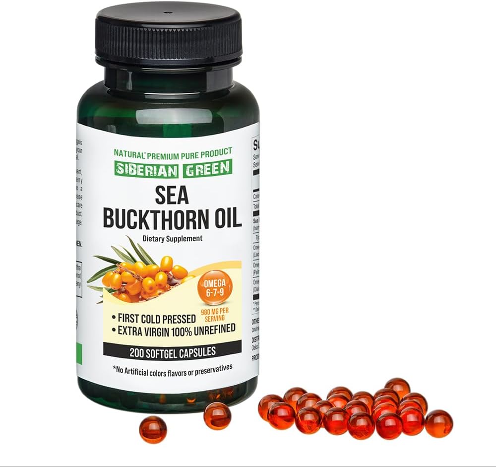 Siberian Sea Buckthorn Oil Capsules 200 Softgels | from Wild-harvested Siberian Sea Buckthorn Berries | Oil Cold Pressed Unrefined Gluten Free Non-GMO Premium Omega 7 - Image 2