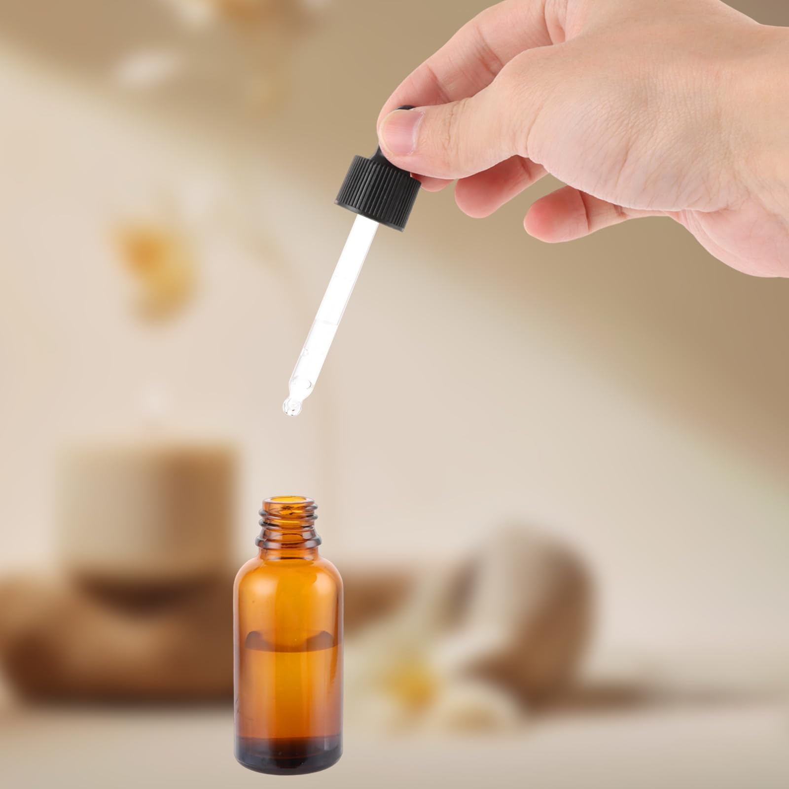 Lot de 30 flacons compte-gouttes en verre ambré de 30 ml avec pipette pour huile essentielle, huiles parfumées, aromathérapie, parfums, liquides