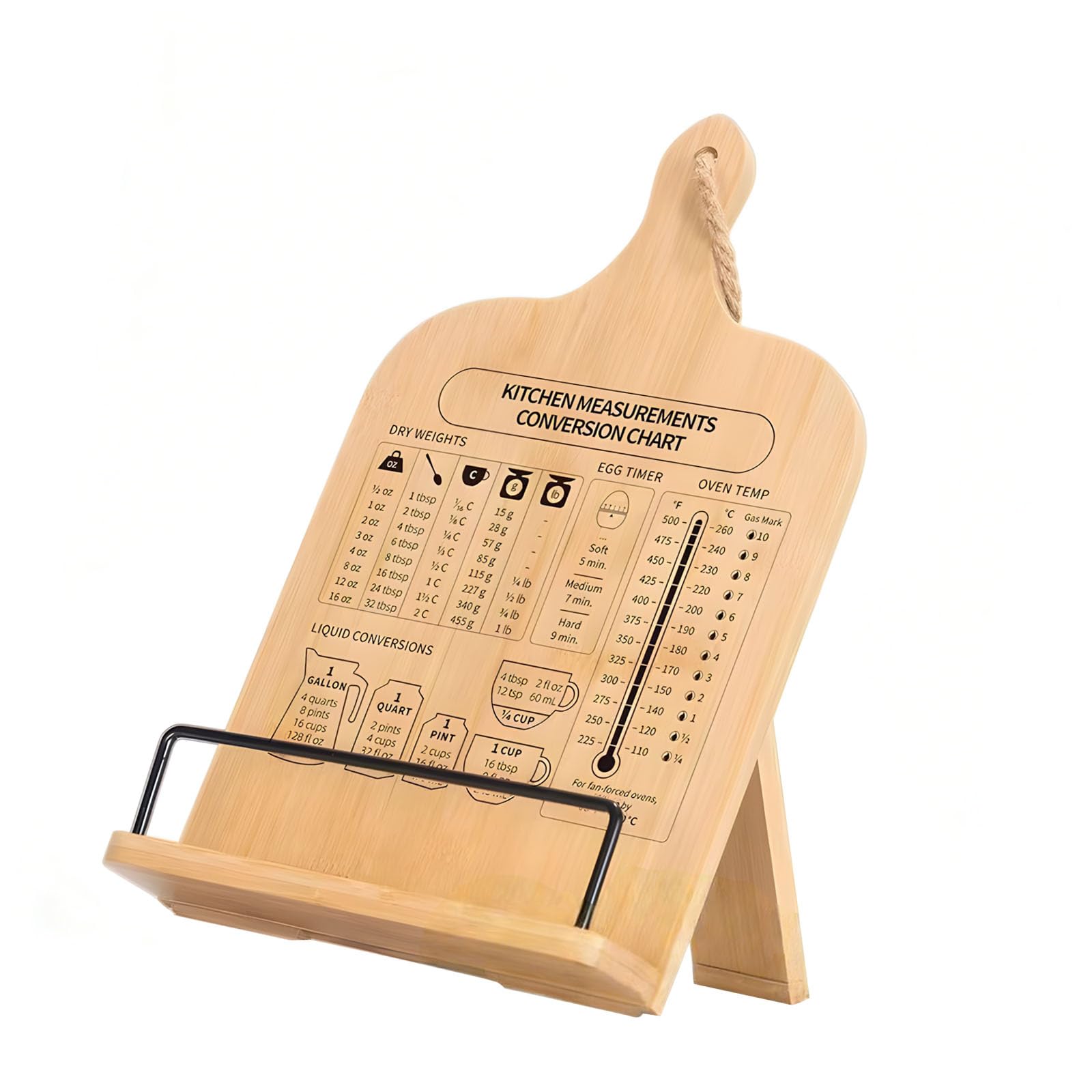 Soporte para libros de cocina rústico y modificable de madera 7