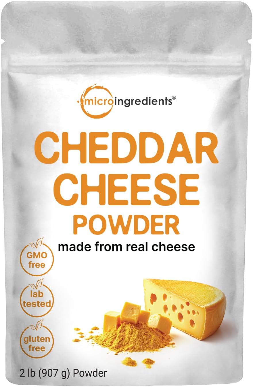 Cheddar Cheese Powder with Whey Protein Concentrate, 2lbs | Made from Real Raw Cheese | Authentic Sharp Flavor | All Purpose Seasoning | Great for Mac and Cheese, Sauce, Popcorn, Vegetables, and More