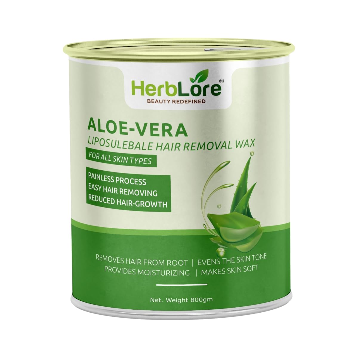 HerbLore AloeVera Liposulebale Wax for Smooth Hair Removal 800 Grams
