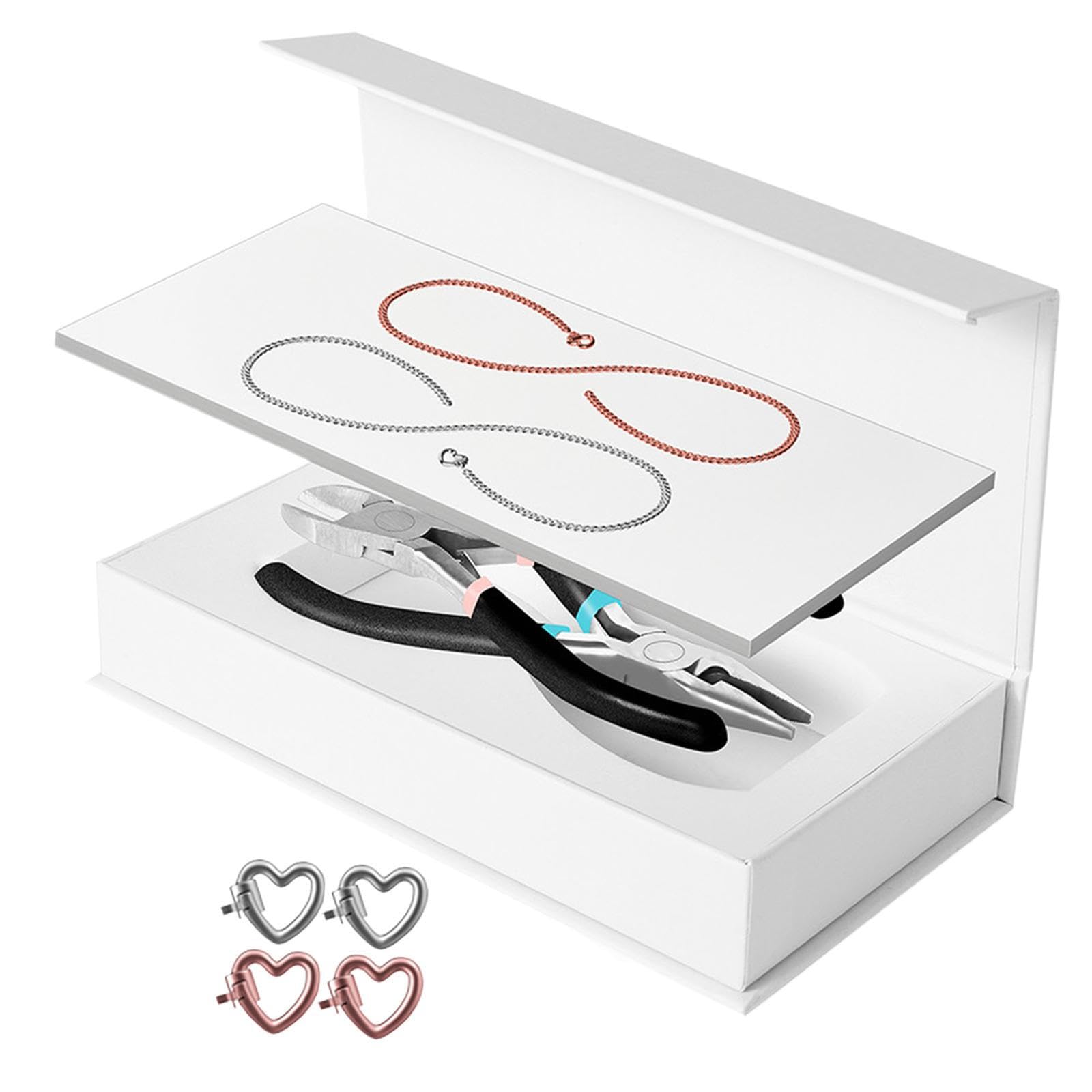 Set di braccialetti permanenti per coppie, kit per la creazione di gioielli, serate romantiche, anniversari, idea regalo premurosa, kit per, 1 Argento 1 Oro Rosa, Lunghezza della catena: 23
