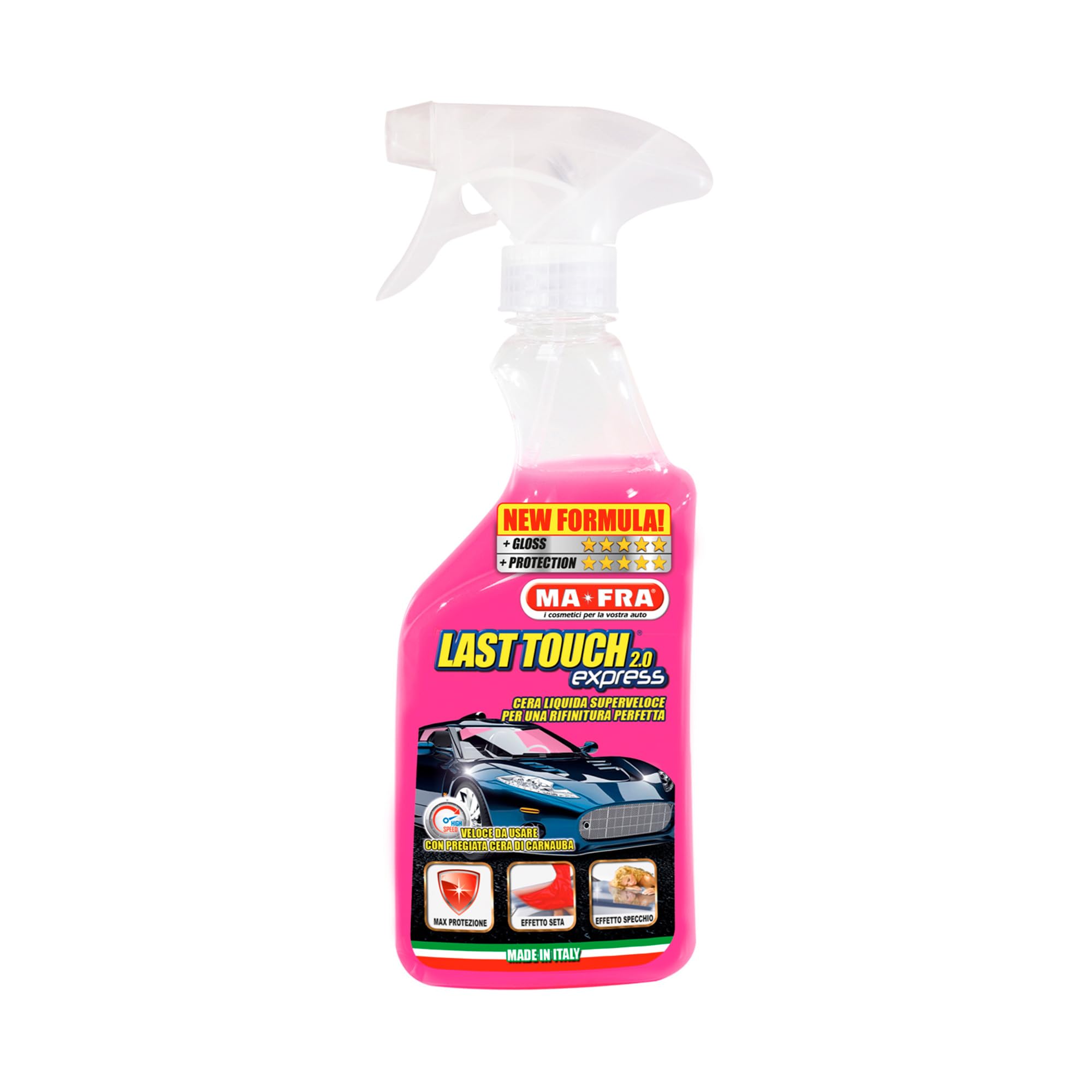 MAFRA, Last Touch Express 2.0, Cera Liquida Superveloce per una Rifinitura Perfetta della Carrozzeria Auto, Azione Pulente e Protettiva, Effetto Specchio, Effetto Seta, Non Unge, Formato 500 ml