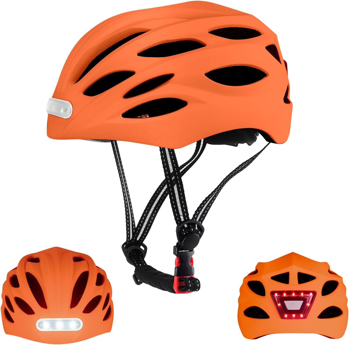 Adult Bicycle Helmet with Safety-Certified USB Port Featuring Adjustable Front and Rear LED Lights Suit for MTB Road Bike. product image