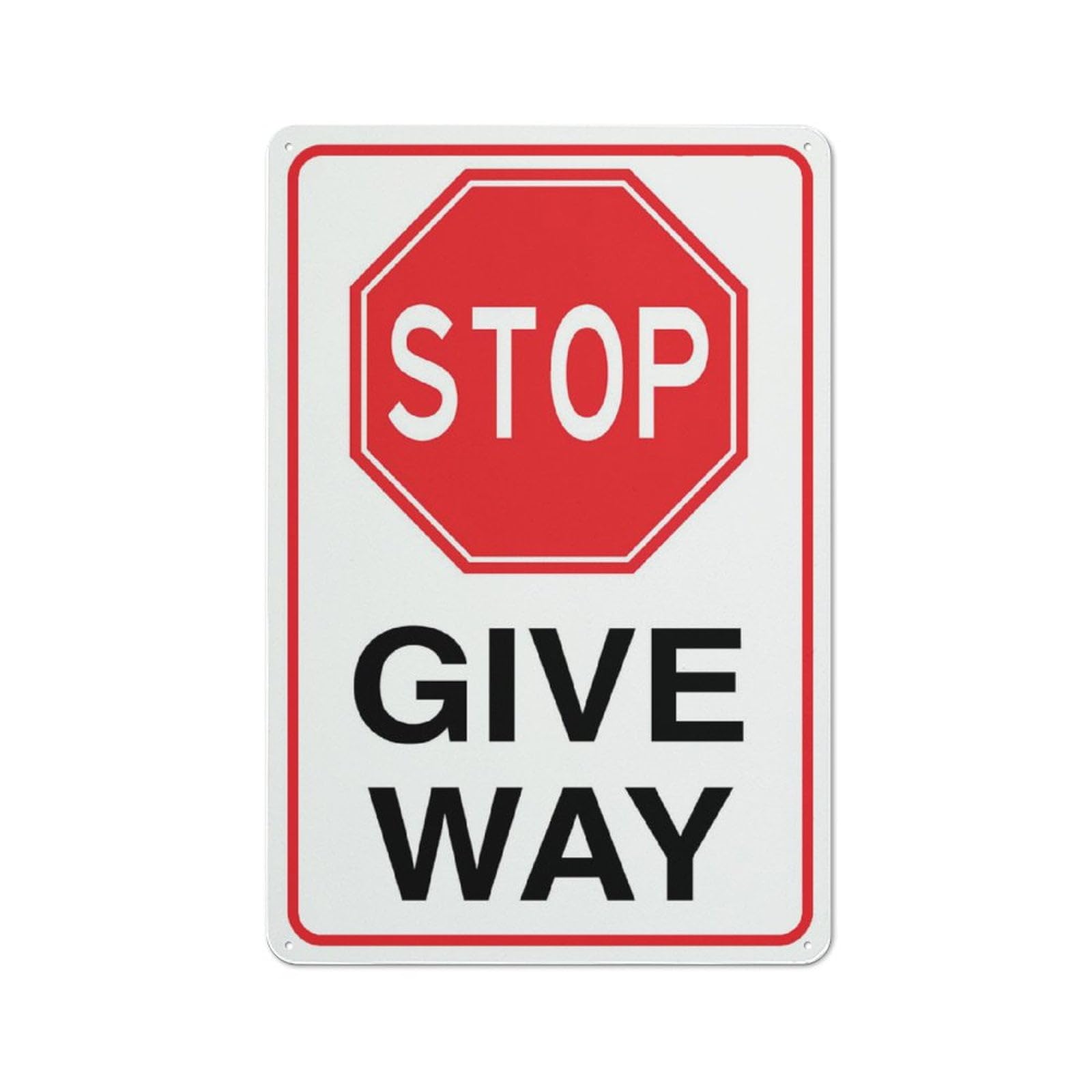peiyeety Stop Give Way Sign 12X8 Inches Metal Aluminum Signs, Weather Resistant, Weatherproof, Indoor Or Outdoor