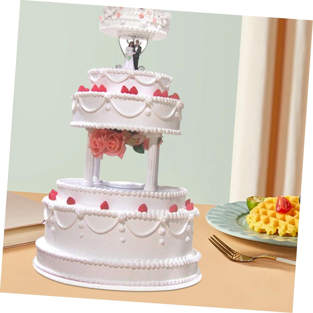 Luxshiny 4Pcs Roman Column Cake Support Rods Stand Set for Wedding Dessert Table Display Sturdy Plastic Pillar Holders Cookies Pastries image 5