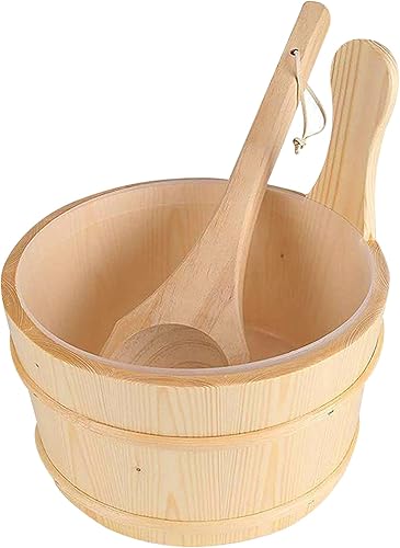 Cubo y cucharón de sauna, 6L hecho a mano de cedro de madera, barril de bañera de hidromasaje, sauna, sauna natural, accesorios de spa, accesorios