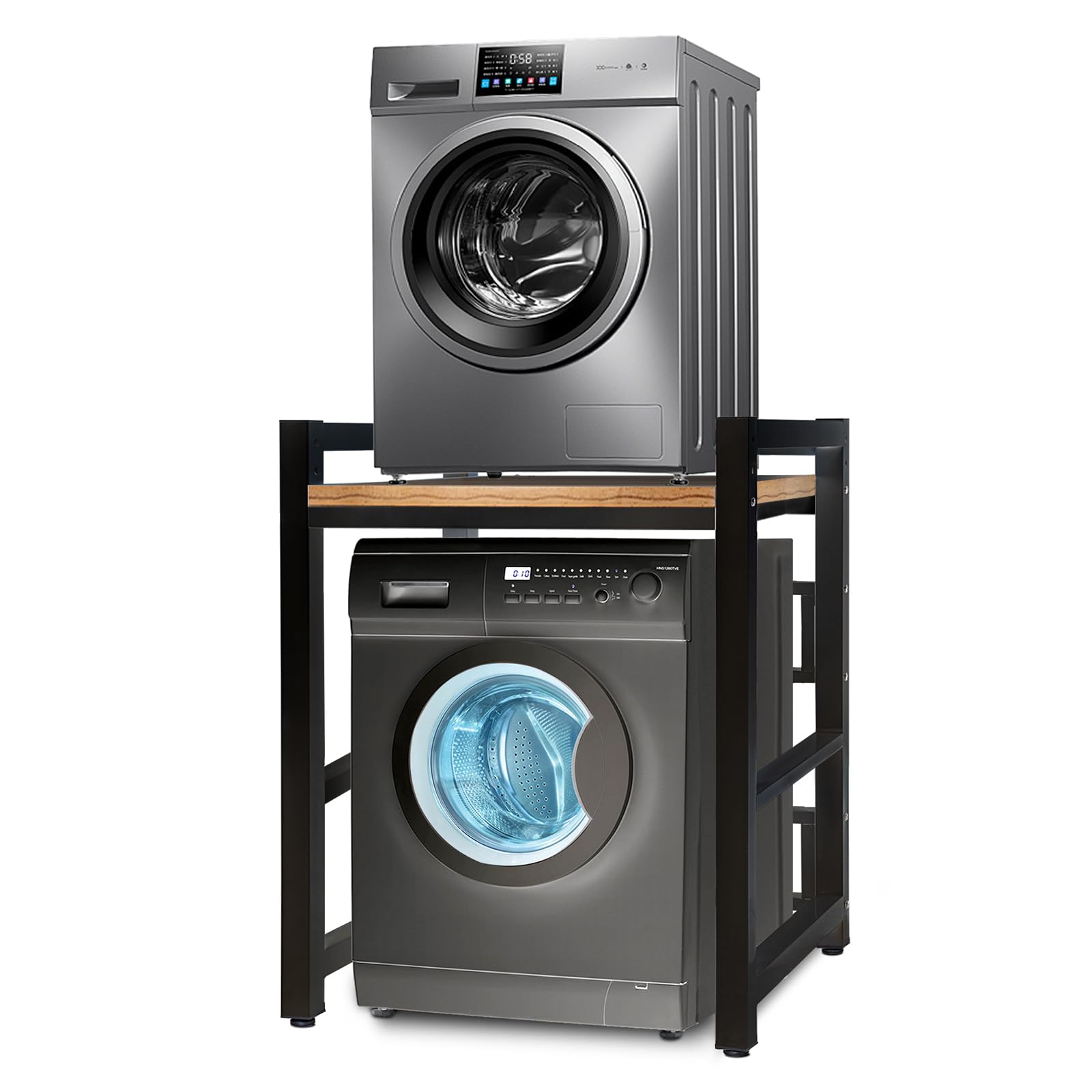 Waschmaschinenschrank, über dem Waschmaschinenregal, 3 Höhenverstellbar, Tragfähigkeit 300 kg, Schwarz