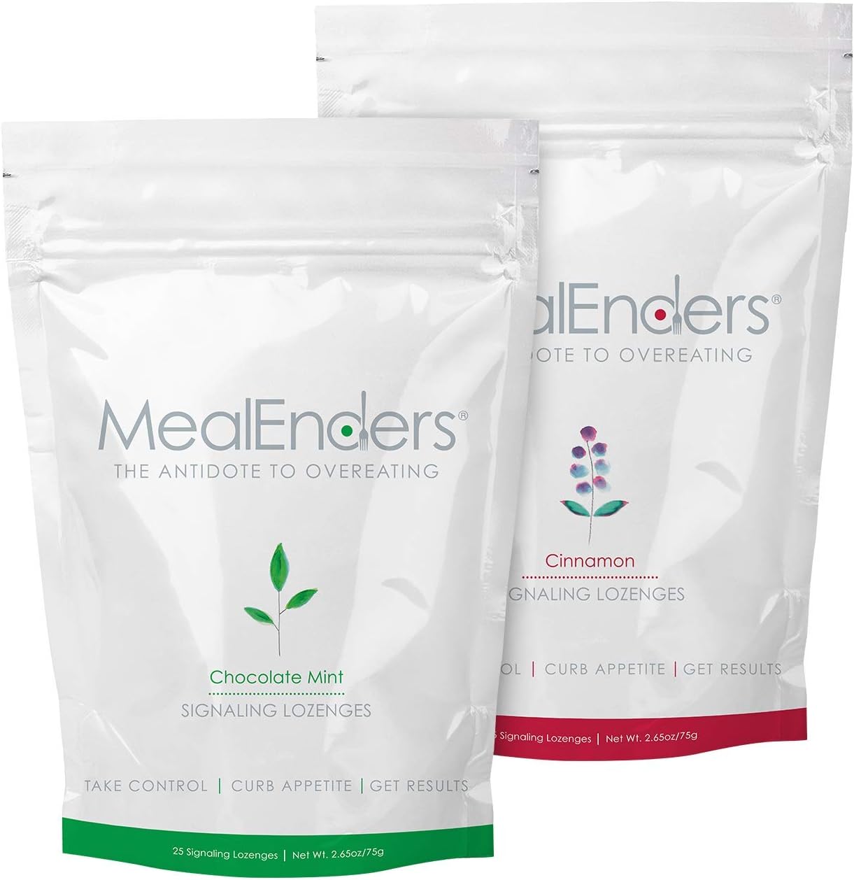 MealEnders Cravings Control Lozenges | Stop Overeating, Curb Cravings and Reduce Snacking | 25-Count Bag (2-Pack) (1x Choc.Mint 1x Cinnamon)