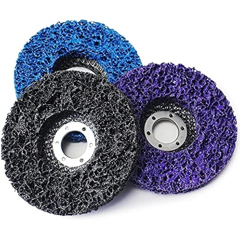 Ur-Excellent 115mm 4.5 Inch Strip Discs Stripping Discs Rust Remover Wheel Remove Paint and Oxidation Poly Strip Wheel Disc Abrasive Angle Grinding Wheel - 3 Pack(Purple/Blue/Black) Cover