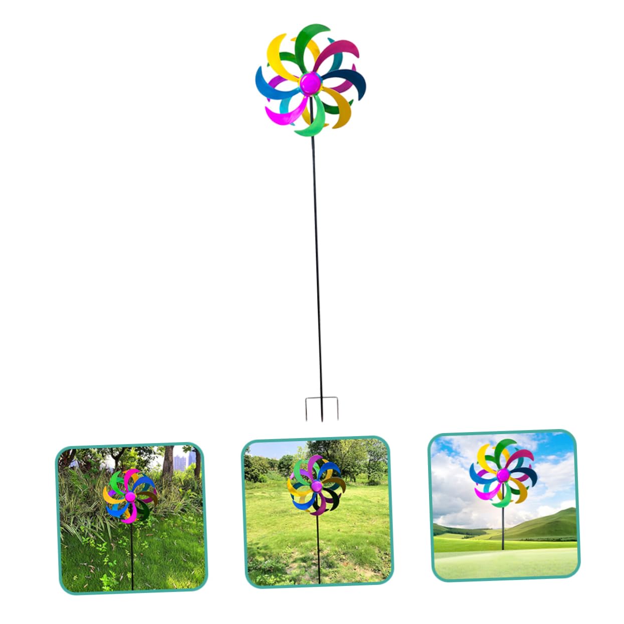 Buntes Windrad Spielzeug aus Eisen als Dekorative Gartenstecker Deko | 1 Stück, für Rasenflächen und Gartenpartys, Farbenfrohe Optik mit Hübschem Design