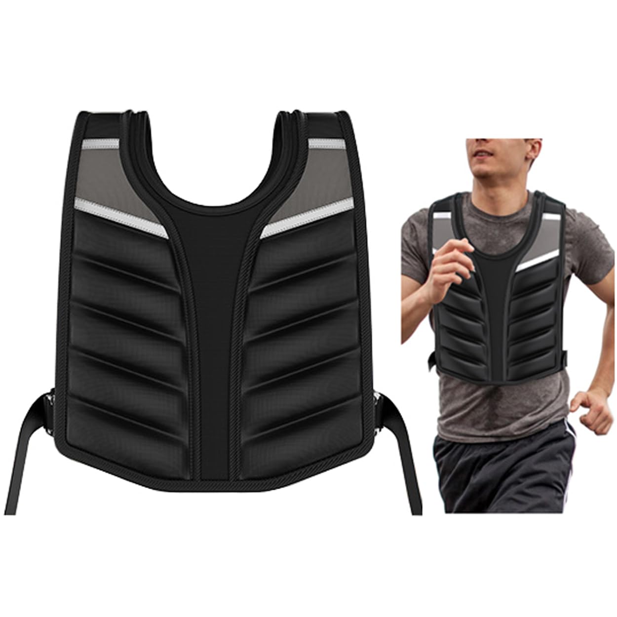 Weighted Vest Adjustment Body Weight Vest Exercise Set with Reflective Strip for Strength Training Workout Running Fitness Weight