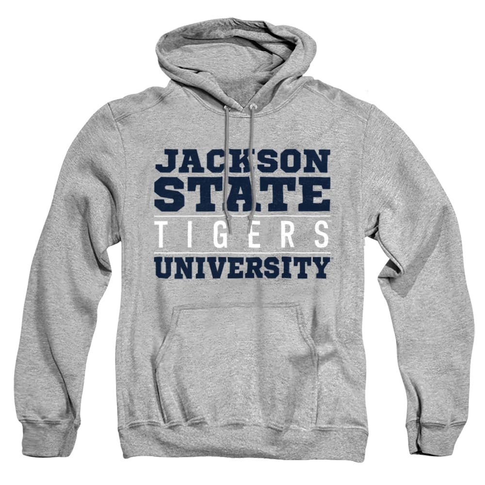 Jackson State University Official Between The Lines Unisex Adult Pull-Over Hoodie, Athletic Heather, X-Large