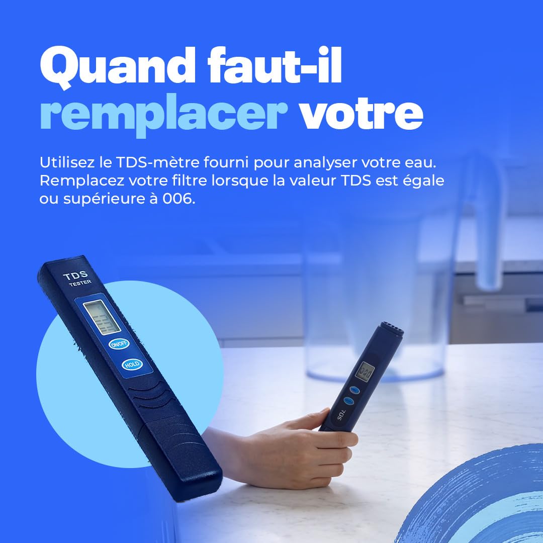 ZeroWater Kit de filtration d'eau 5,4 l avec 3 cartouches filtrantes et appareil de mesure de la qualité de l'eau, sans BPA, certifié NSF, idéal pour réduire le calcaire, le plomb et d'autres métaux