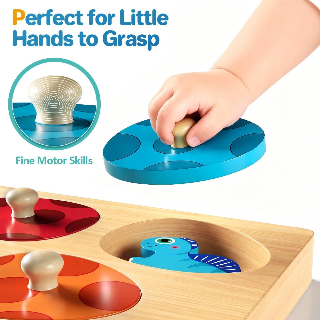Dinosaur Peg Puzzles for Toddlers - Educational Gifts -4 Dinosaur Peg Puzzles for Toddlers - Educational Gifts -4