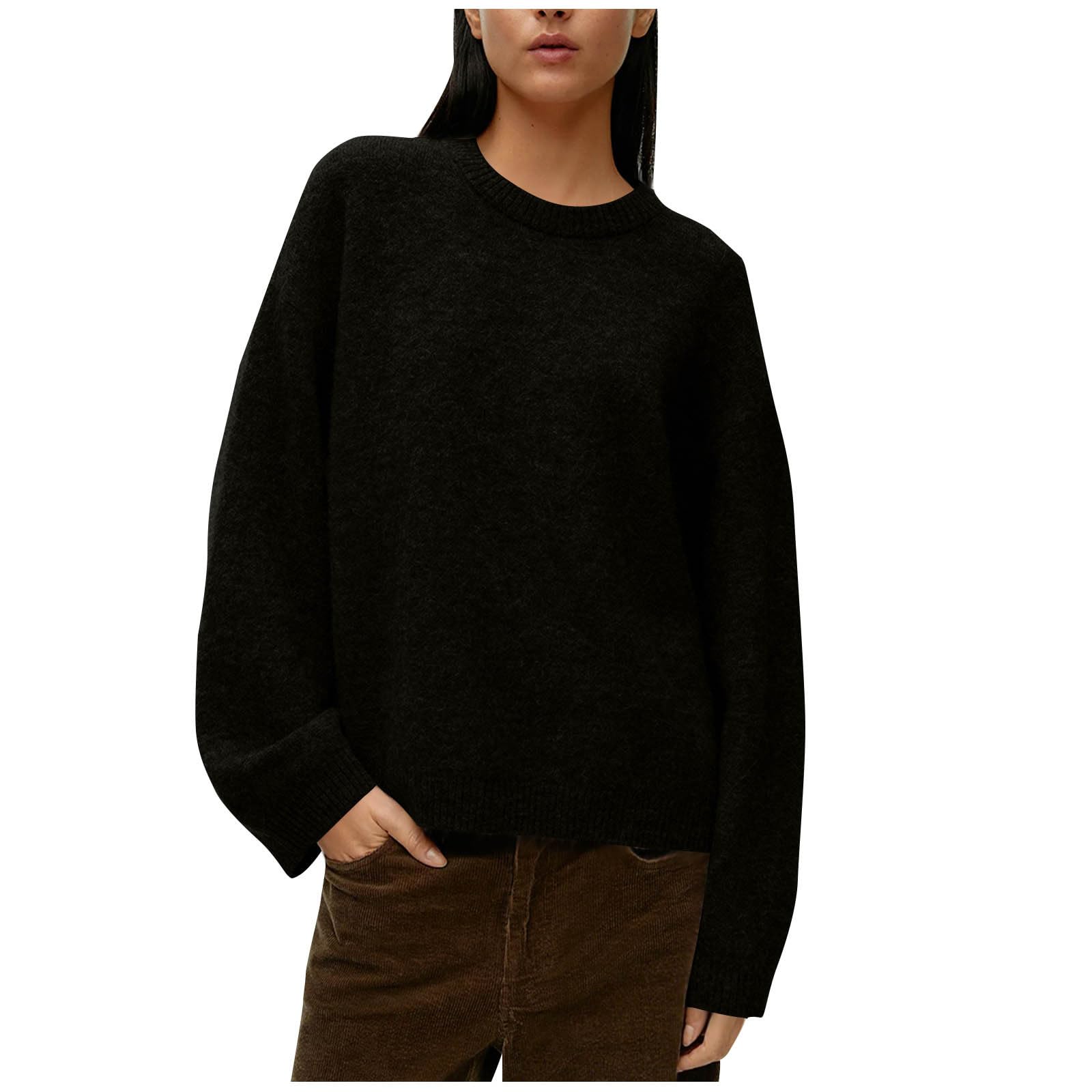 Fall Sweaters for Women 2025 Casual Chunky Knit Sweater Trendy Warm Solid Long Sleeve Crewneck Pullover Outfits