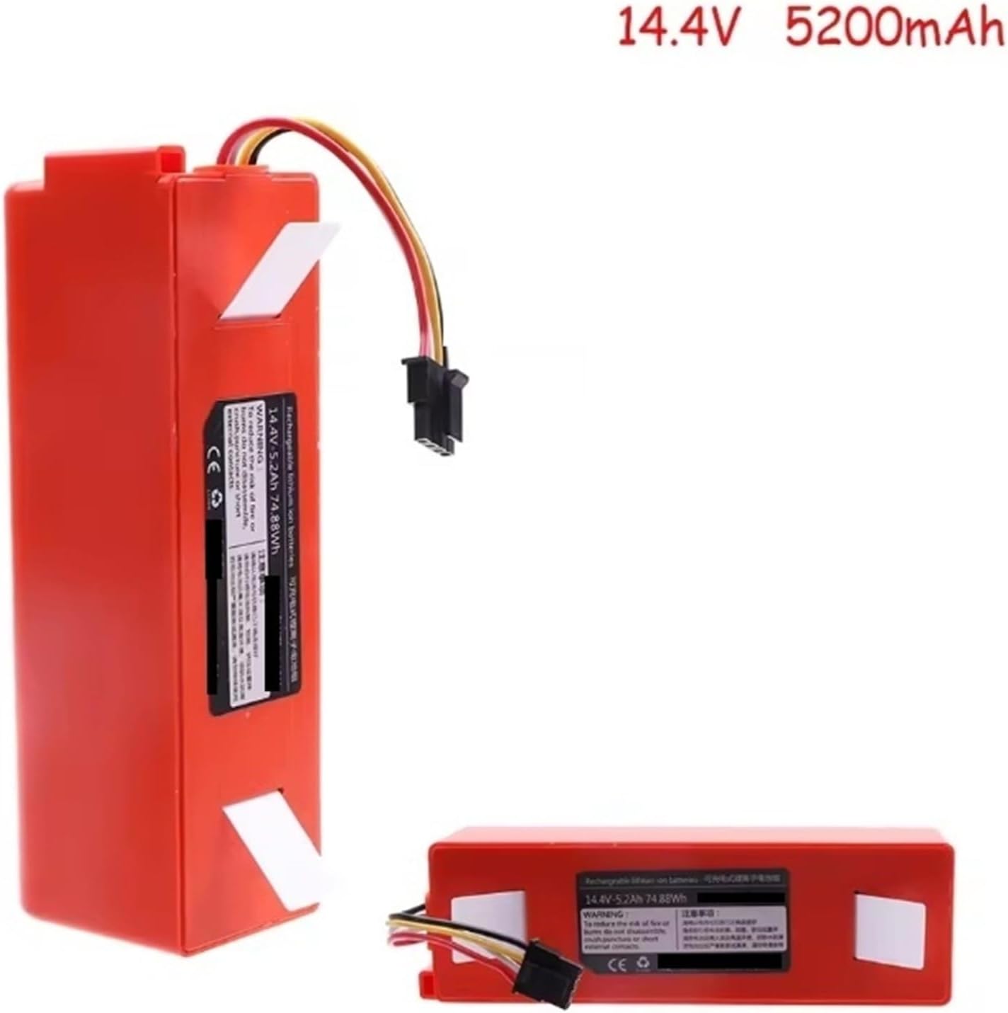 14.4V 5200mAh Li-ion Battery Replacement，Compatible For XIAOMI，Compatible For ROBOROCK，Vacuum Cleaner S50 S55 S60 S65 S5MAX S6 S7 Q5 Q7 MAX S7 MAXV