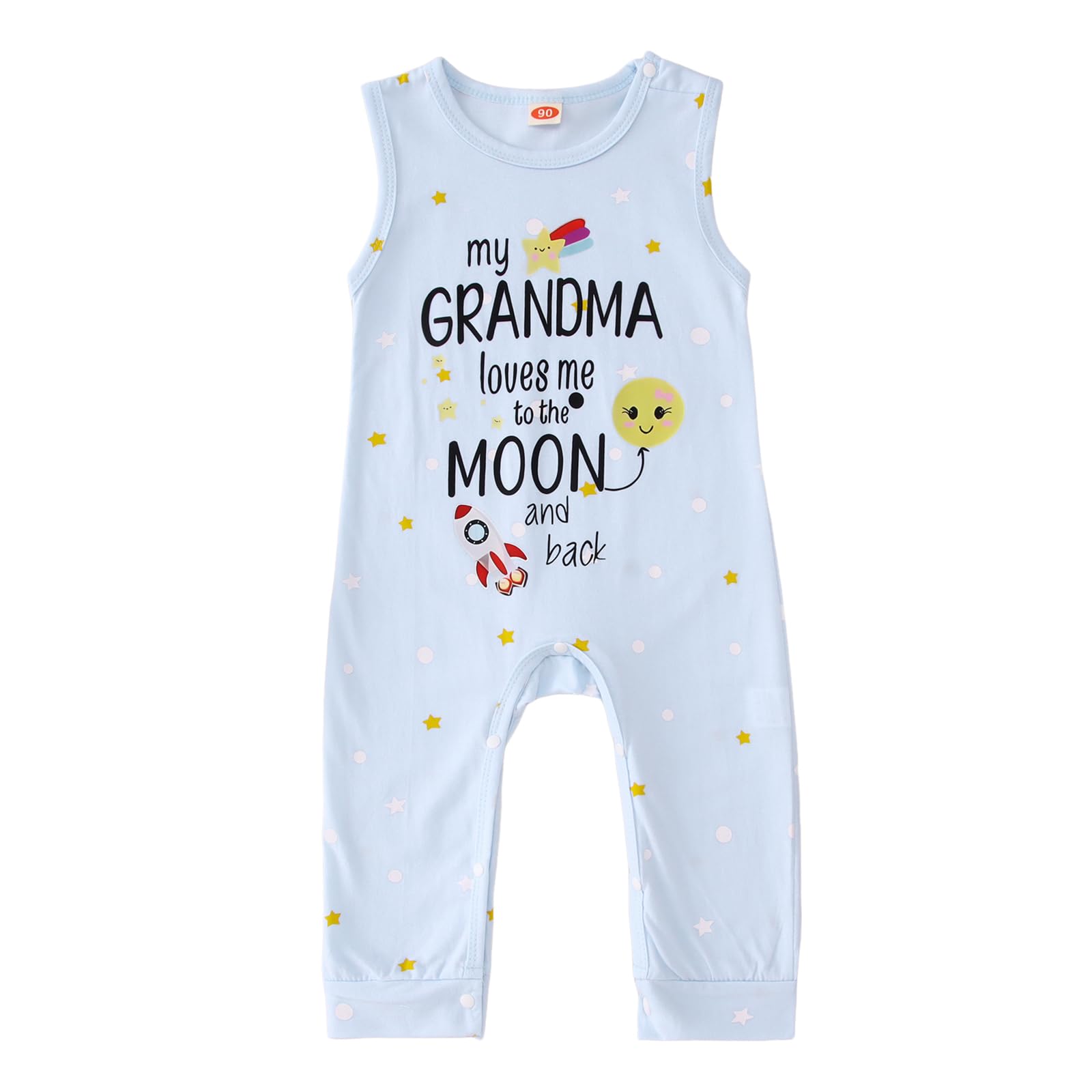 CM C M WODRO Baby Girl Funny Romper My Grandma Loves Me Onesie Sleeveless Jumpsuit Bodysuit Cute Newborn