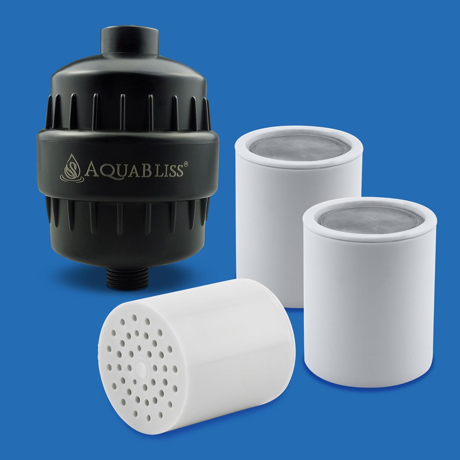 AquaBliss SF100BK Revitalizing Shower Filter w/ 1 Replaceable Revitalizing Filter Cartridge