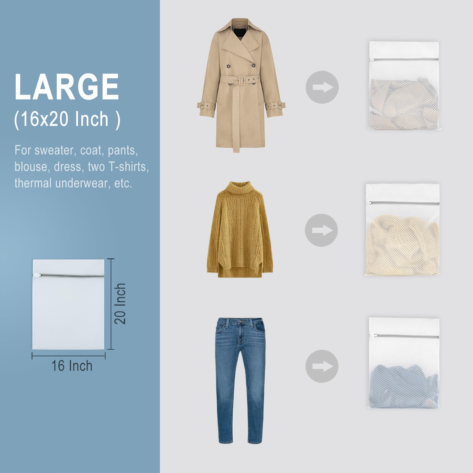 Muchfun 3Pcs Durable Honeycomb Mesh Laundry Bags for Delicates 16 x 20 Inches (3 Large)