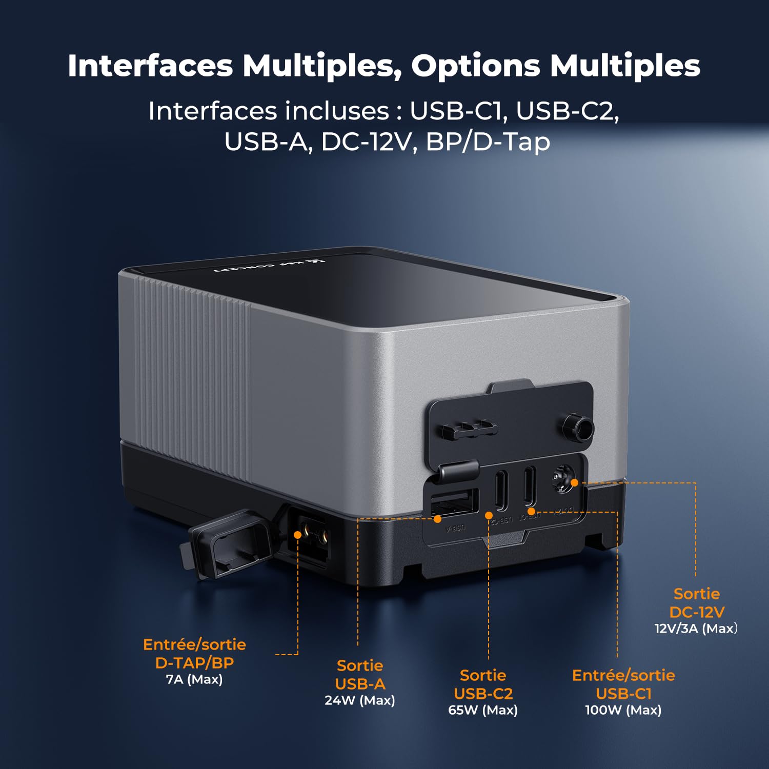 K&F CONCEPT 99Wh Batterie V Mount avec 100W Charge Rapide PD, 14.8V/6700mAh Mini Batterie V Lock avec DC/D-Tap/Double USB-C/USB-A/Écran TFT/Câble de Charge 240 W pour Camera, Caméscope, Moniteur