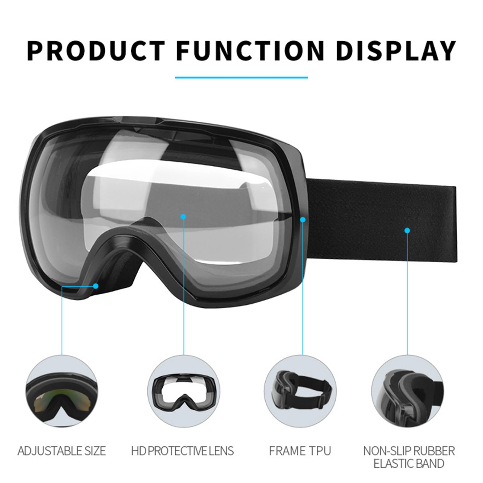 Lunettes de ski résistantes à la buée et confortables à porter pour homme et femme - Pour le ski, le snowboard, le cyclisme, le sport de plein air, la moto, le ski
