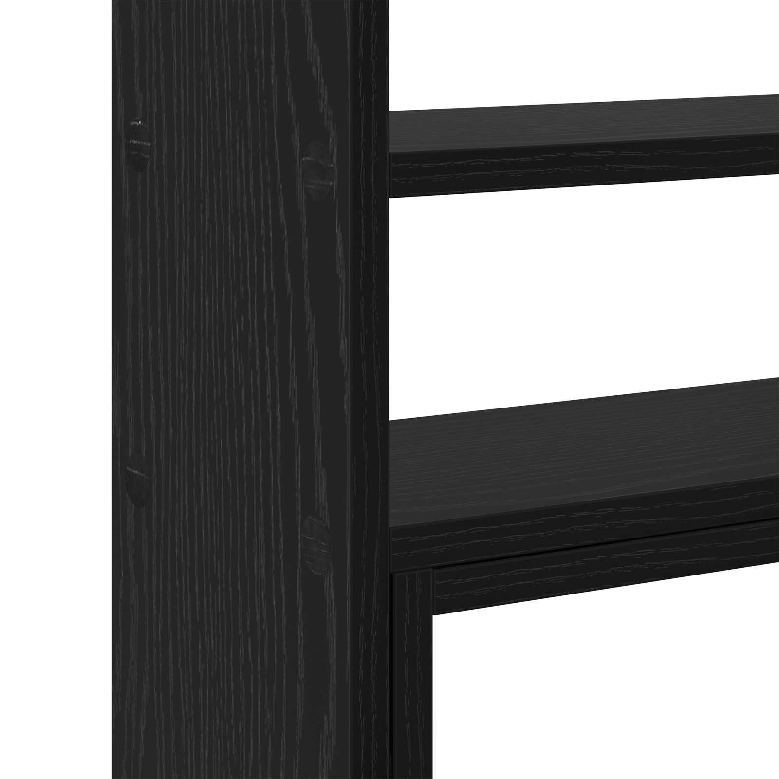 Soporte de escritorio para monitor de madera, aspecto de roble negro, 40 x 17 x 41 cm, con estante y soporte para PC y portátil, ergonómico, ahorra espacio, para oficina en casa, juegos