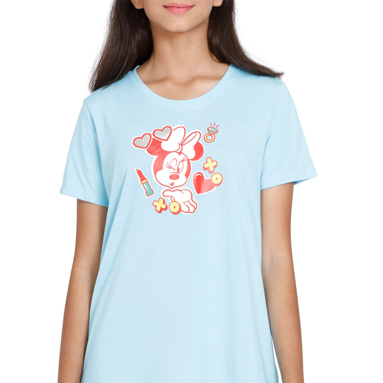 Zivame Girl's Cotton Blend Classic Nightgown (ZI62P6FASH0BLUEG000M_Blue_GirlM) 3