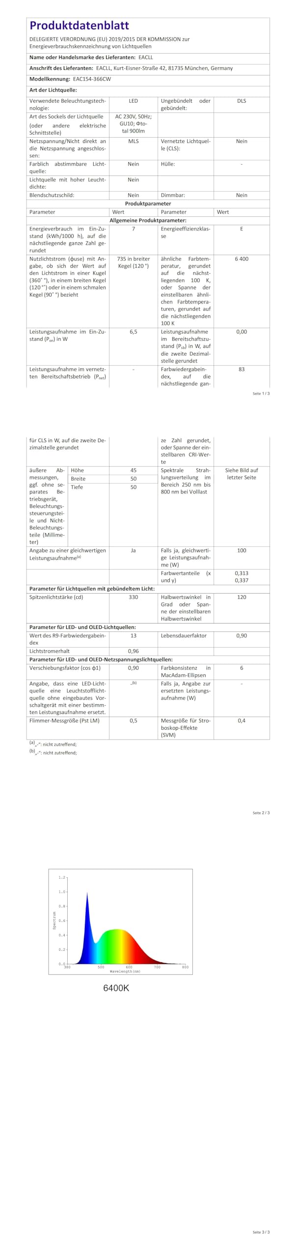 EACLL Żarówki LED GU10, zimna biel, 6,5 W, zastępuje żarówki halogenowe 100 W, 4 sztuki, 735 lumenów 6400 K, AC 230 V, bez migotania, kąt wiązki światła punktowego 120°, nieściemnialne krótsze lampy