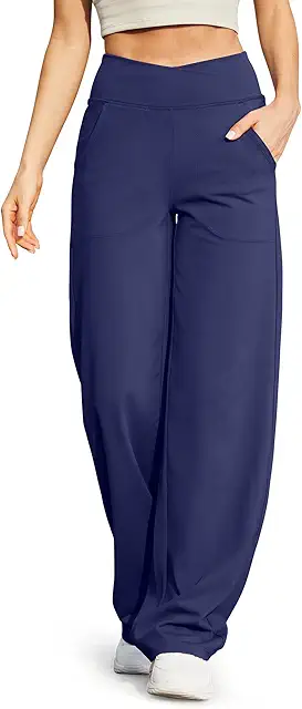 Women's Wide Leg Yoga Pants with Pockets - Flare Bootcut Gym & Casual Wear