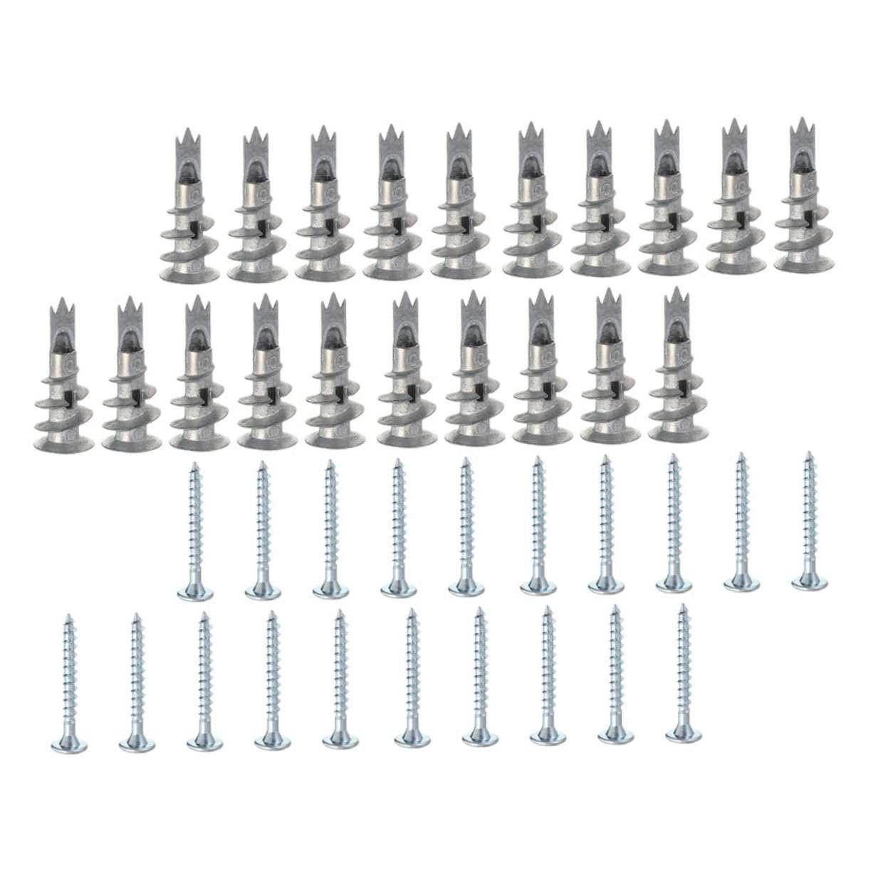 OUNONA 50sets Wall Anchors Self-Drilling Screws for Easy Installation Plasterboard Construction for Solid Support for Hanging Pictures and Lights