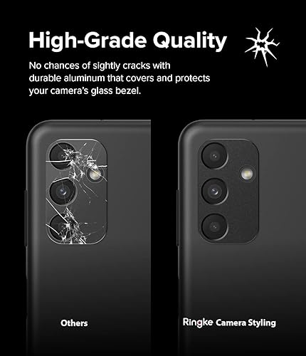Miniatura 4 de Ringke Estilo de cámara compatible con Samsung Galaxy A13 5G protector de lente de cámara, marco de aluminio resistente adhesivo - negro