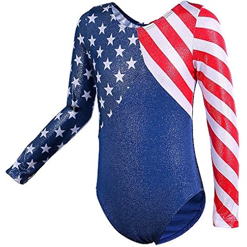 HUANQIUE Stripe and Star Mystique leotard Dancing Athletic For Girl 5-6Y Cover