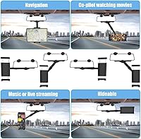 Vista 2 de Soporte para teléfono para espejo retrovisor de automóvil, soporte para tableta para iPad y teléfono celular de 4 a 13 pulgadas, soporte retráctil