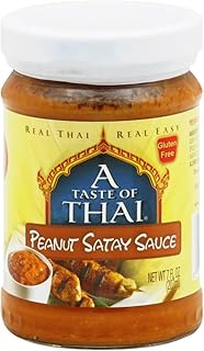 A Taste of Thai Peanut Satay Sauce | Authentic Thai Flavor with Roasted Peanuts & Spices | Ready-to-Use Mix for Noodles, Dips, Salads & Stir-Fry | Non-GMO, Gluten-Free, No MSG, Pack of 6-7 fl oz