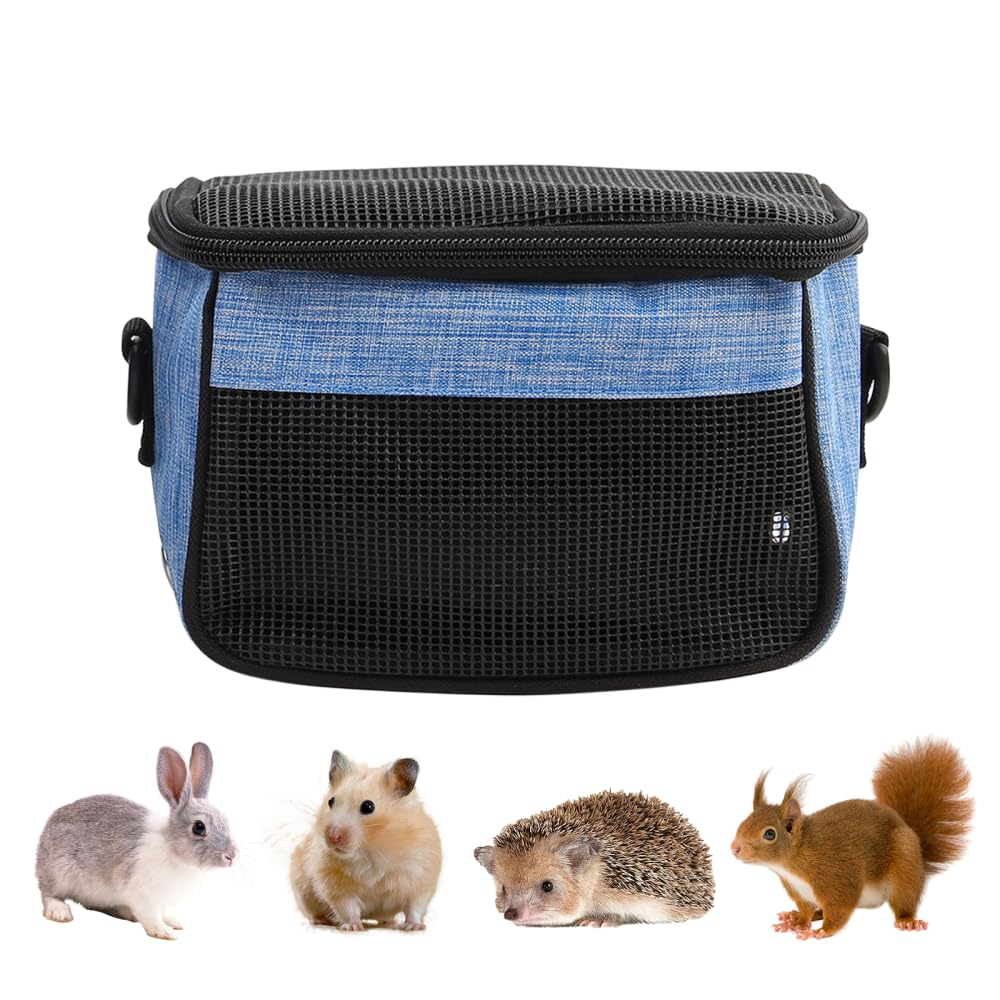 Ratten Tragetasche, Reise Transporttasche fur Hamster, Atmungsaktive Reisekäfig mit verstellbarem Schultergurt für Igel, Ratten, Hamster, Meerschweinchen, Frettchen, Eichhörnchen