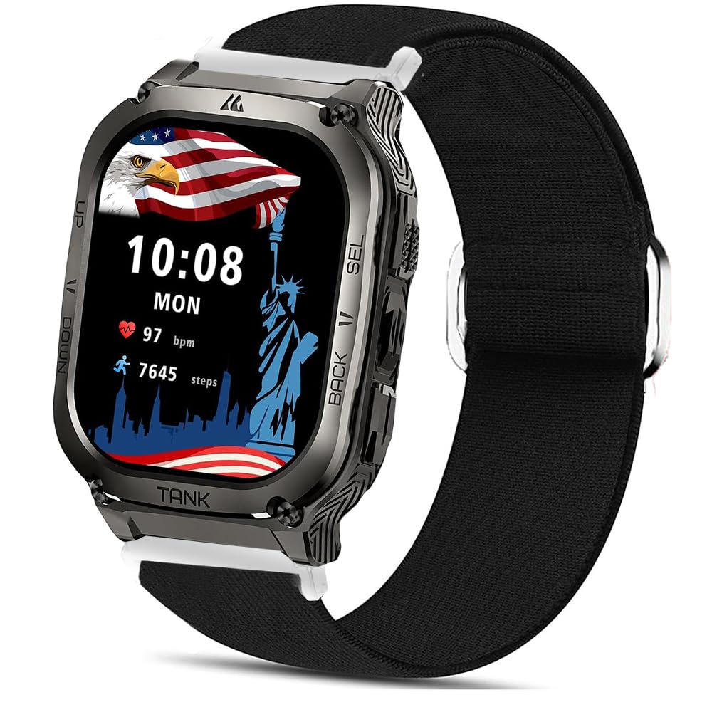 Compatible for AMAZTIM Smart Watch Bands Lamshaw Stretch Elastics Nylon Adjustable Replacement Strap Accessories for Men Women Compatible