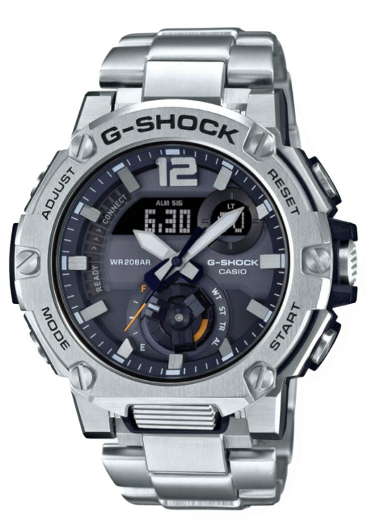 Casio G-Shock GSTB300E-5A G-Steel Solar Powered Bluetooth Stainless Band Watch