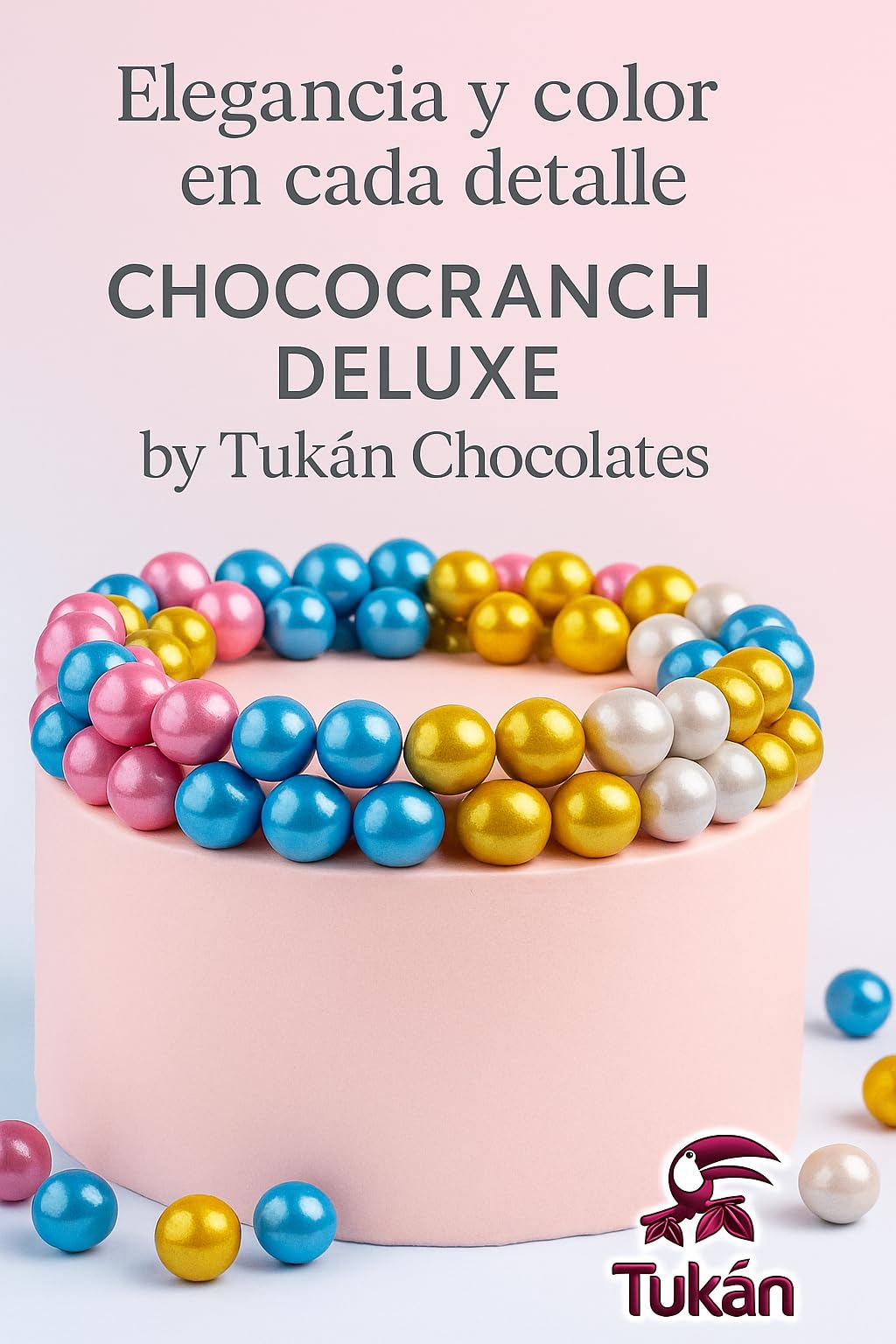 Tukán CHOCOCRANCH DELUXE ROSA - Bolas de cereal con chocolate blanco y cobertura rosa Formato 1 kg.