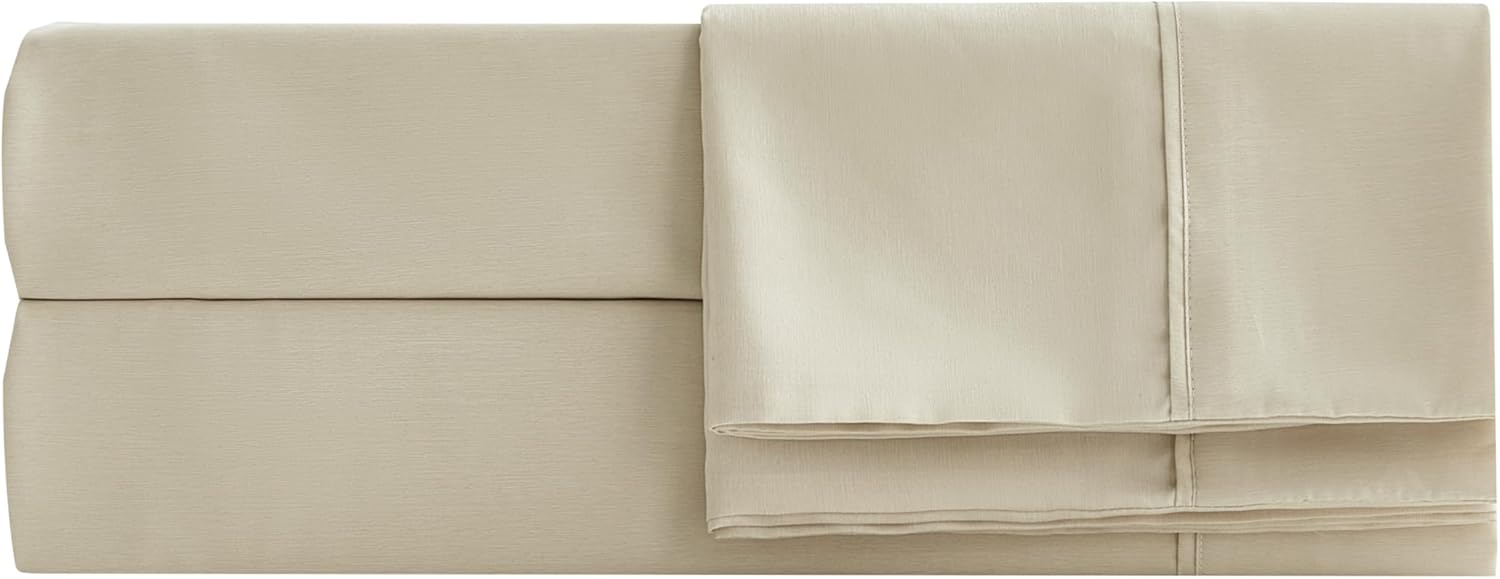 Chezmoi Collection 4-Piece Stone Washed California King Sheet Set - Rayon Derived from Bamboo & Polyester Blended, Breathable & Cooling 15-Inches Deep Pocket Sheets & Pillowcases Set, Sand
