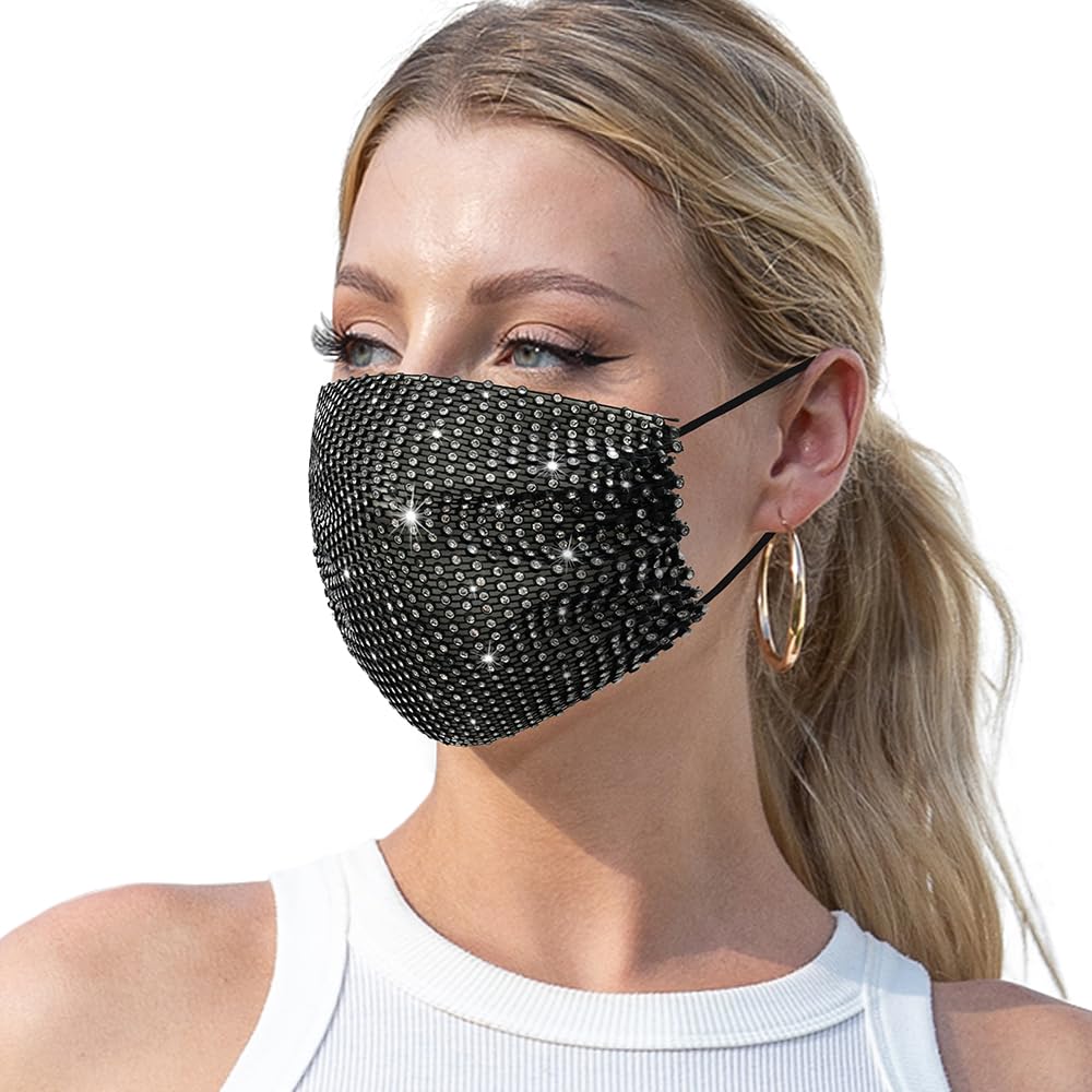 Sparkly Rhinestone Face Mask for Women Masquerade Glitter Bling Mask Party